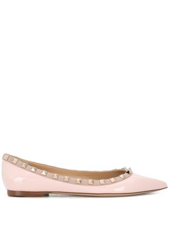 Valentino Garavani Rockstud pointed ballerina shoes - women - Calf Leather/Calf Leather/Goat Skin/Lamb Skin - 36.5 - Pink