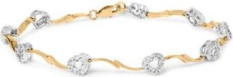 House of Brilliance 10k Two-Tone Gold 1/3 Cttw Diamond Pave Set Heart S-Link 7.25 Bracelet in Yellow at Nordstrom