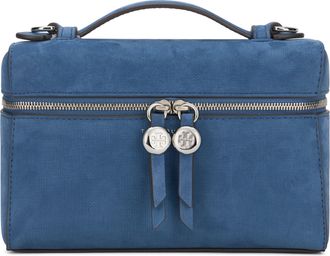 Tory Burch Womens Handbag Romy Nubuck Soft Blue Cow Hide Handbags Hand Bags