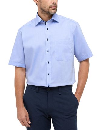 Eterna Mens Half Sleeve Shirt Comfort FIT Pinpoint Light Blue UNI, 16,5