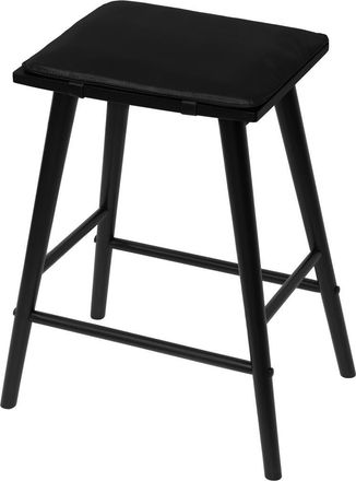 Jonathan Y Designs Peroni Mid-Century Backless Counter Stool, Vegan Leather Cushioned Seat Solid Wood Frame for Kitchen Island Home Bar in Black (26 Counter