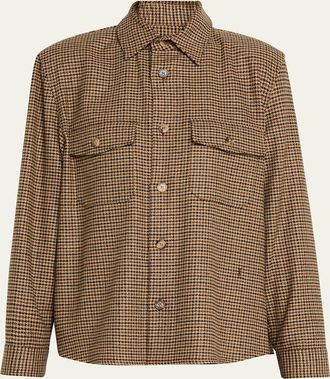 Saint Laurent Houndstooth Wool Shirt Jacket