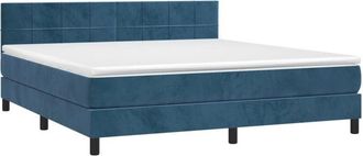 vidaXL Cama Box Spring Colch&oacute;n Y Led Terciopelo Azul Oscuro 160x200 Cm Vidaxl