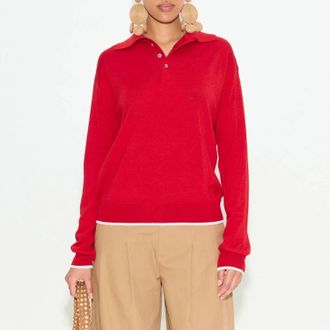 Simon Miller Marcel Polo Sweater In Lucky Red