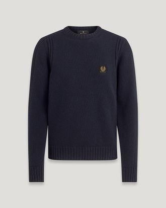 Belstaff Watch Crewneck Jumper Mens Lambswool Dark Ink Size 2XL