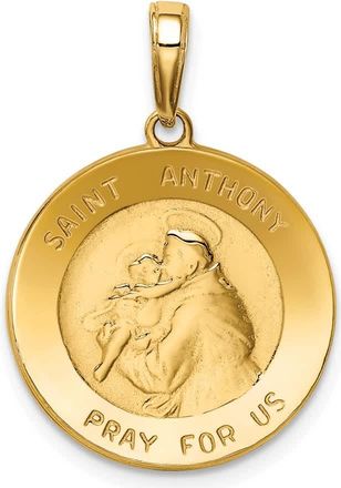 Diamond2Deal 10k Yellow Gold Saint Anthony Small Round Medal Pendant