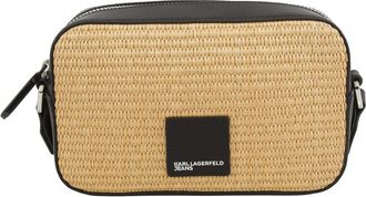 Karl Lagerfeld Tassen, Dames, Beige, ONE Size, Polyester, Box Logo Raffia Camera Bag