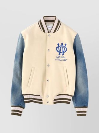 Off-white ribbed collar jacket featuring side pockets