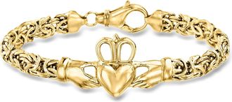 Ross-Simons 18kt Gold Over Sterling Claddagh Byzantine Bracelet