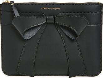 Comme Des Garçons Big Bow Leather Zip Pouch in Black at Nordstrom