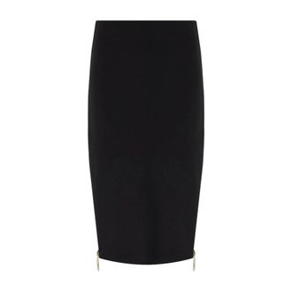Elisabetta Franchi Pencil Skirts, female, Black, Size: S Black Midi Zipped Skirt