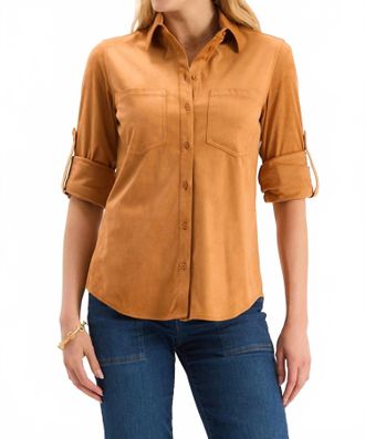 Tyler B&ouml;e Womens Addison Faux Suede Shirt In Camel