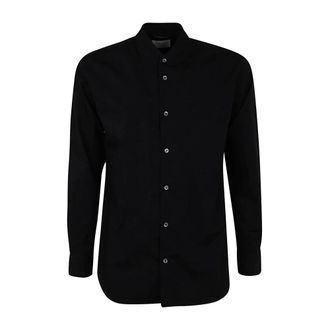 Tintoria Mattei Overhemden, Heren, Zwart, XL, Katoen, Band Collar Jurkshirt