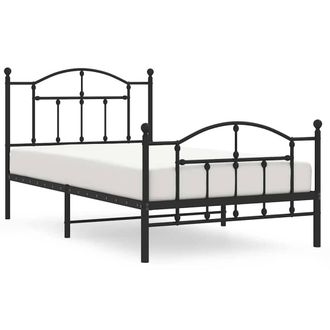 Berkfield Home Metal Bed Frame with Headboard & Footboard Black 100x190 cm