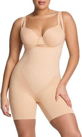 Spanx SPANXsculpt GoFigure Open Bust Shaper Bodysuit in Honey at Nordstrom, Size X-Large