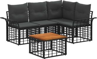 vidaXL Conjunto De Sof&aacute;s De Exterior 5 Uds. Negro Y Gris Oscuro Vidaxl