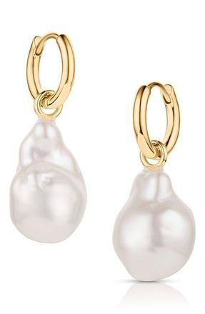 Thatch Talia Pearl Hoop Earrings in 14K Gold Plated at Nordstrom