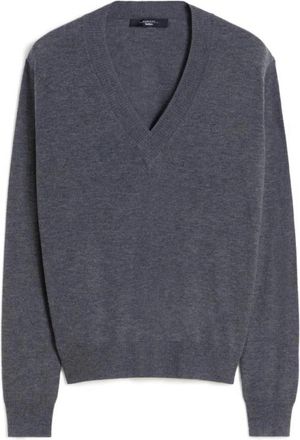 Max Mara Estremo V-neck Sweater - Dames - V-hals truien - Grijs - XL - Wol - Truien & Vesten