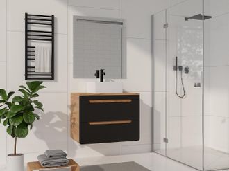 Vente-Unique Mobile sotto lavabo sospeso Naturale e Antracite 80 cm - ARUBA