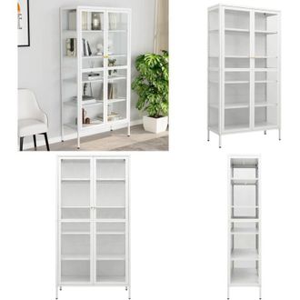 vidaXL Vetrina Bianca 90x40x180 cm in Acciaio e Vetro Temperato - Vetrina in vetro temperato - Vetrina per casa