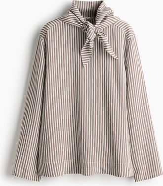 H&M Oversized Bluse mit Tuch - Brown