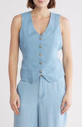 By Design April V-Neck Vest in Chambray at Nordstrom Rack, Size X-Small
