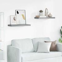 OEM Estantes Flotantes De Pared, Juego De 2, Gris, 60 X 23,5 X 3,8 Cm, Mdf-crezuo
