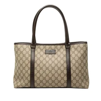 Gucci Beige Brown Pvc Leather Shoulder Bag Tote Bag (Pre-Owned)