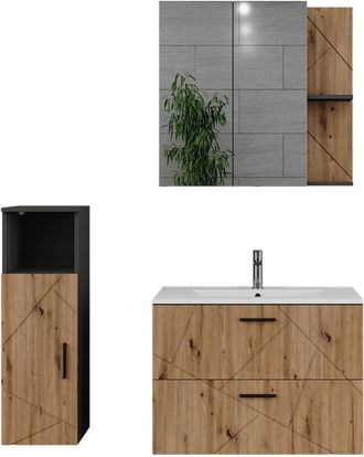 Vicco Conjunto De Muebles De Ba&ntilde;o Irma, Antracita/artisan, 4 Partes, Vicco