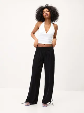 Twik Womens Smocked-waist crinkled-finish pant