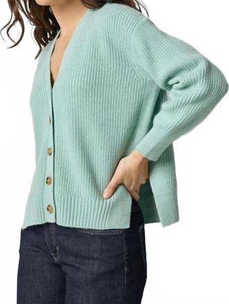 Lilla P Relaxed Side Vent Cardigan In Frost