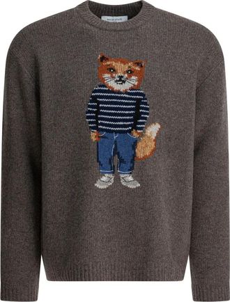 Maison Kitsun&eacute; Truien - Heren - Ronde hals truien - Grijs - XL - Truien & Vesten