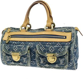 Louis Vuitton Neo Speedy Bag Denim Blue Denim_Jeans Handbag (Pre-Owned)