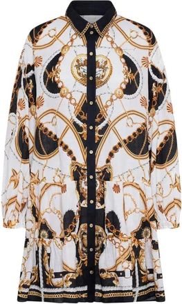 Camilla Sea Charm Patterned Dress - Dames - Shirt Kleedjes - Zwart - S - Linnen - Kleedjes