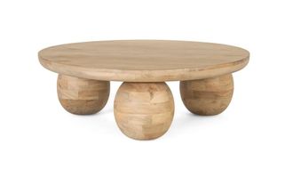 Giner&Colomer Mesa de centro redonda de madera de mango 90 cm estilo japandi n&oacute;rdico