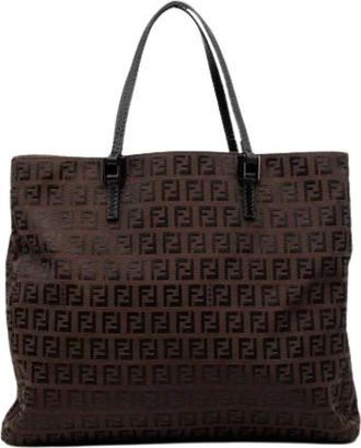 Fendi Pre-owned Tote Bags, female, Brown, Size: ONE SIZE Pre-owned Canvas totes