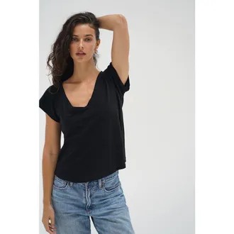 LnA Kaden Cotton V Neck in Black at Nordstrom, Size X-Small