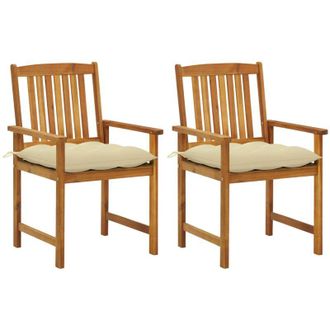 vidaXL Sillas De Jard&iacute;n Con Cojines 2 Pc Acacia Masiva