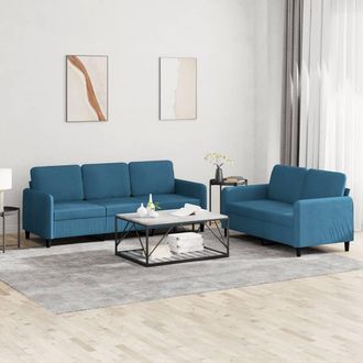 vidaXL Juego De Sof&aacute;s 2 Piezas Terciopelo Azul Vidaxl