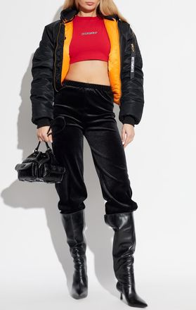 VETEMENTS Cropped T-shirt With Print, Womens, Red