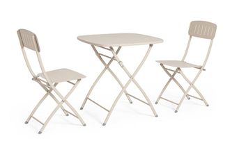 BIZZOTTO Conjunto de mesa plegable y 2 sillas de acero bege