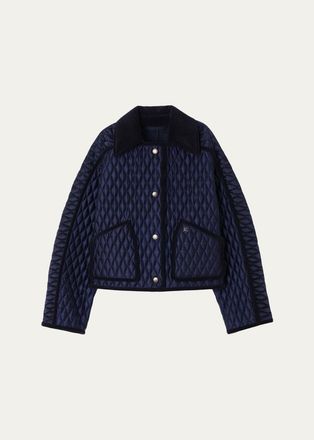 Burberry Floriston Corduroy-Trim Quilted Barn Jacket