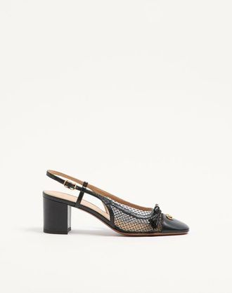 Valentino Garavani Valet Du Roi Slingback Pump in Mesh and Kidskin 60MM Wo