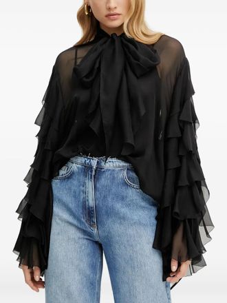 Luisa Spagnoli Blusa con ruches - Nero