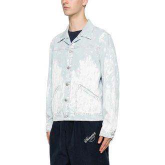 Maison Margiela Denim Jackets, male, Blue, Size: M Paint-splatter Denim Jacket