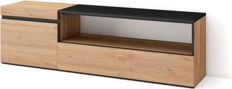 Skraut Home Mueble tv efecto madera roble y negro 150x35x45cm