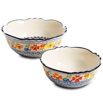 Gibson Home Luxembourg 2 Piece Stoneware Bowl Set in White at Nordstrom