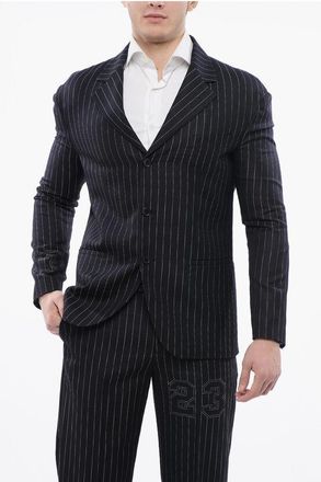 Off-white Pinstriped 23 Blazer with Flap Pockets size 46