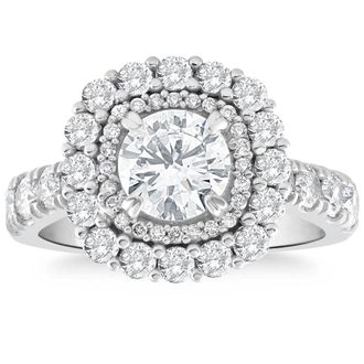 Pompeii3 2 1/2Ct Cushion Halo Diamond Engagement Ring in 14k White or Yellow Gold