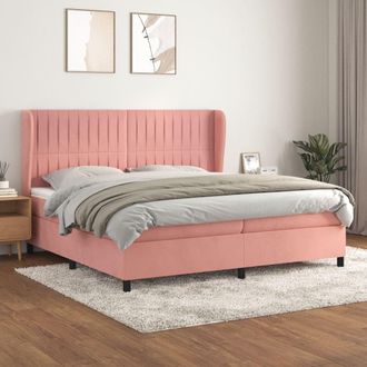 vidaXL Vidaxl - Cama Box Spring Con Colch&oacute;n Terciopelo Rosa 200x200 Cm